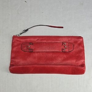 She + lo Red Leather Clutch Wristlet